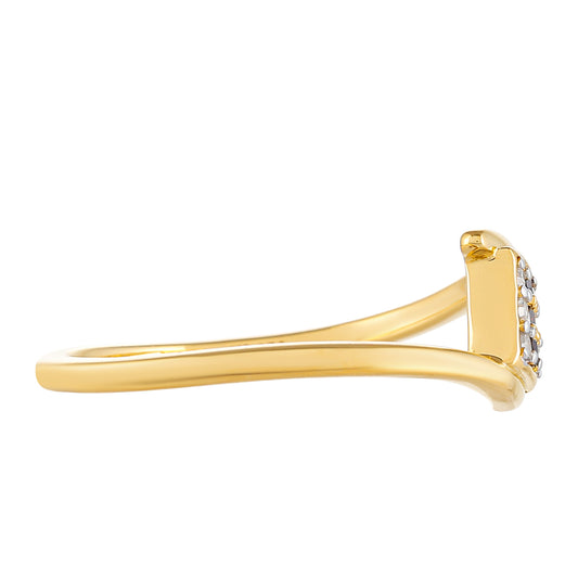 Goldplattierter Silberring mit rotem Diamant und weißem Diamant