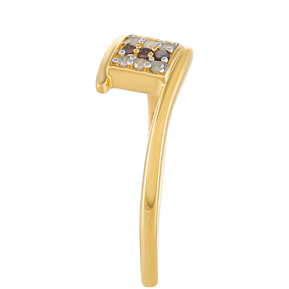 Goldplattierter Silberring mit rotem Diamant und weißem Diamant 3 