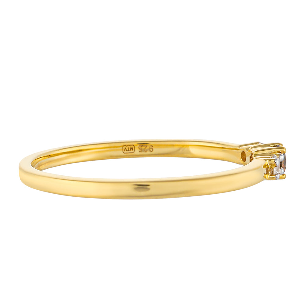 Goldplattierter Silberring mit rotem Diamant und weißem Diamant 2 