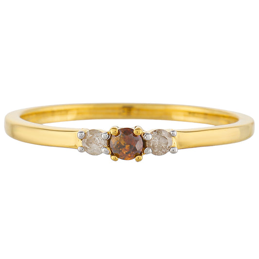 Goldplattierter Silberring mit rotem Diamant und weißem Diamant