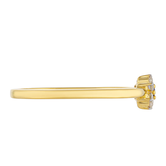 Goldplattierter Silberring mit rotem Diamant und weißem Diamant