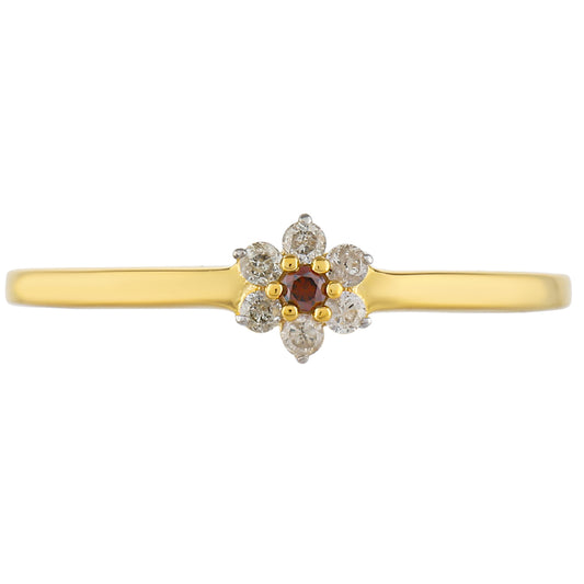 Goldplattierter Silberring mit rotem Diamant und weißem Diamant