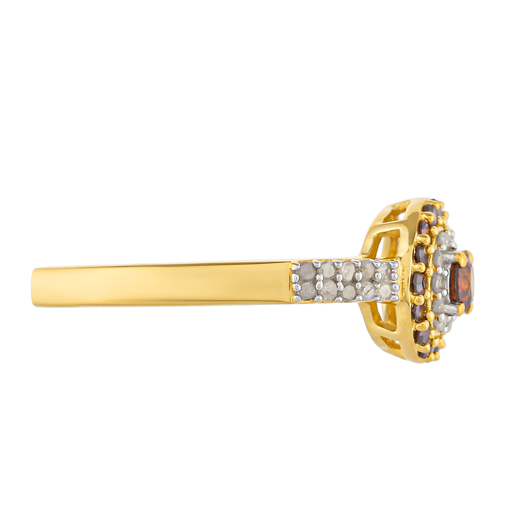 Goldplattierter Silberring mit rotem Diamant 2 