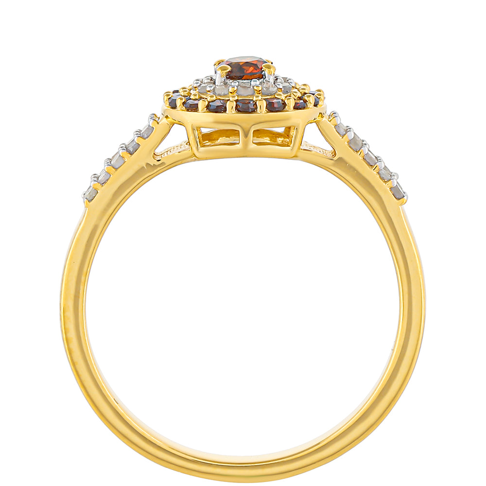 Goldplattierter Silberring mit rotem Diamant