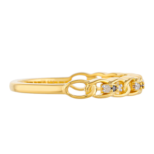 Goldplattierter Silberring mit rotem Diamant und weißem Diamant