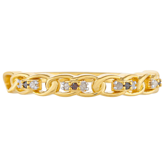 Goldplattierter Silberring mit rotem Diamant und weißem Diamant