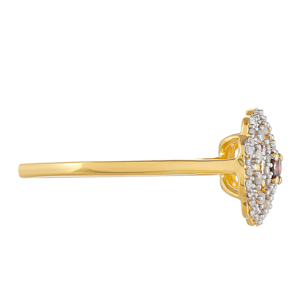 Goldplattierter Silberring mit rotem Diamant und weißem Diamant 2 