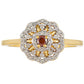 Goldplattierter Silberring mit rotem Diamant und weißem Diamant