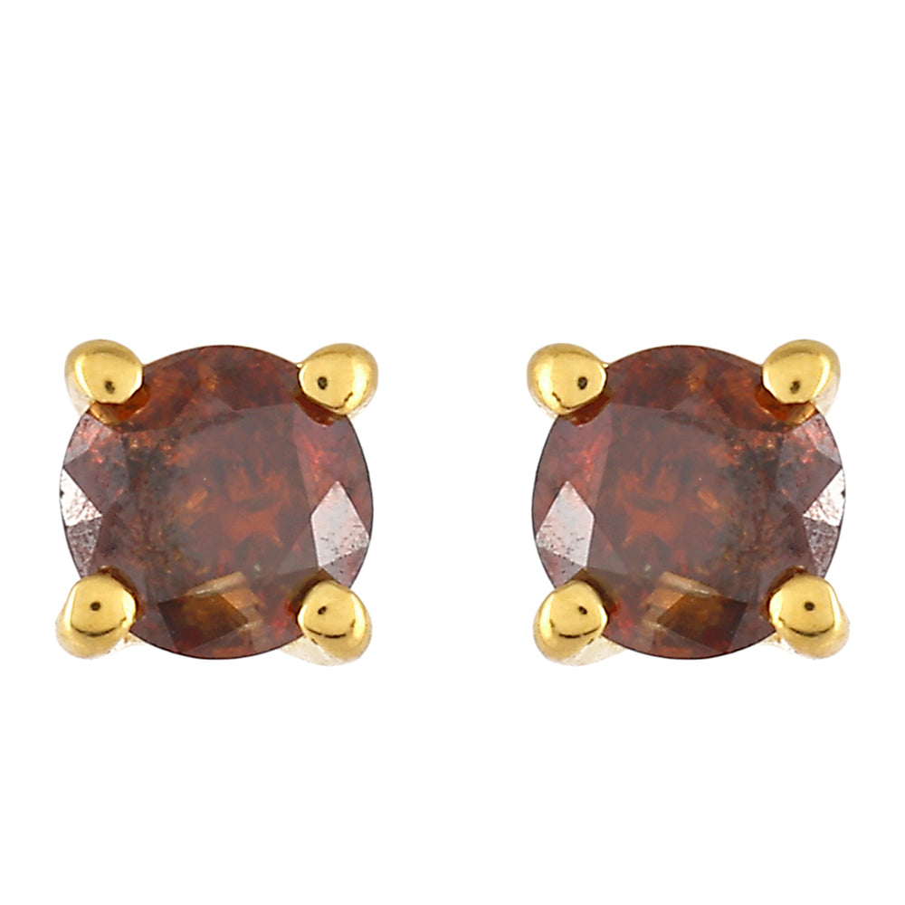 Goldplattierte Silberohrringe mit rotem Diamant 1 