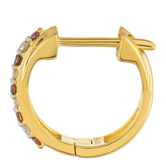 Goldplattierte Silberohrringe mit rotem Diamant und weißem Diamant
