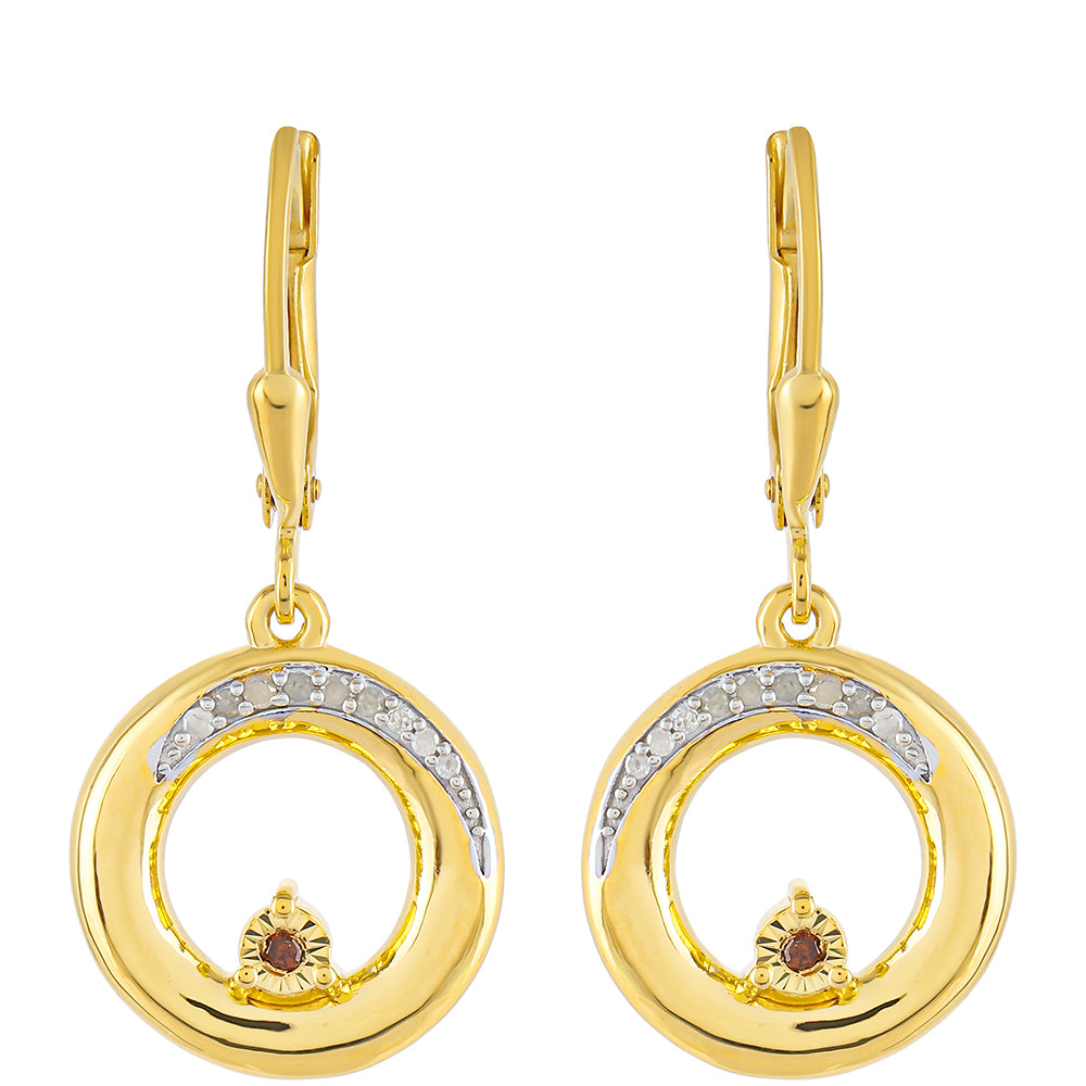 Goldplattierte Silberohrringe mit rotem Diamant und weißem Diamant 1 