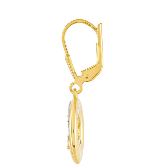 Goldplattierte Silberohrringe mit rotem Diamant und weißem Diamant