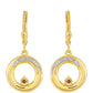 Goldplattierte Silberohrringe mit rotem Diamant und weißem Diamant