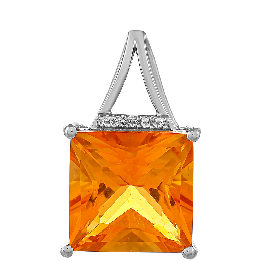 Silberanhänger mit Padparadscha Quarz und weißem Topas 1 