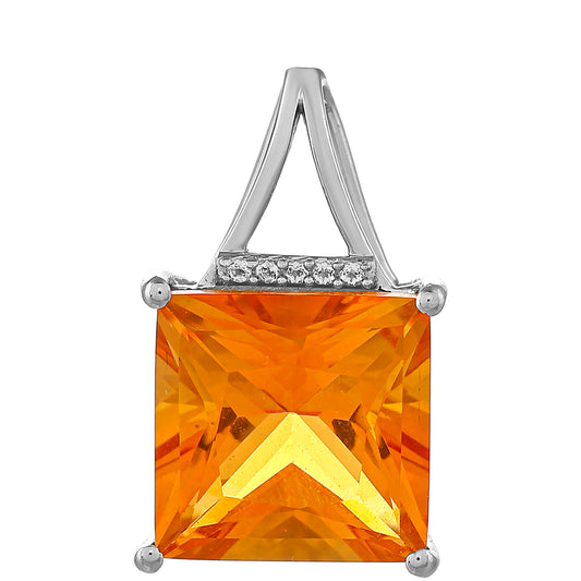 Silberanhänger mit Padparadscha Quarz und weißem Topas