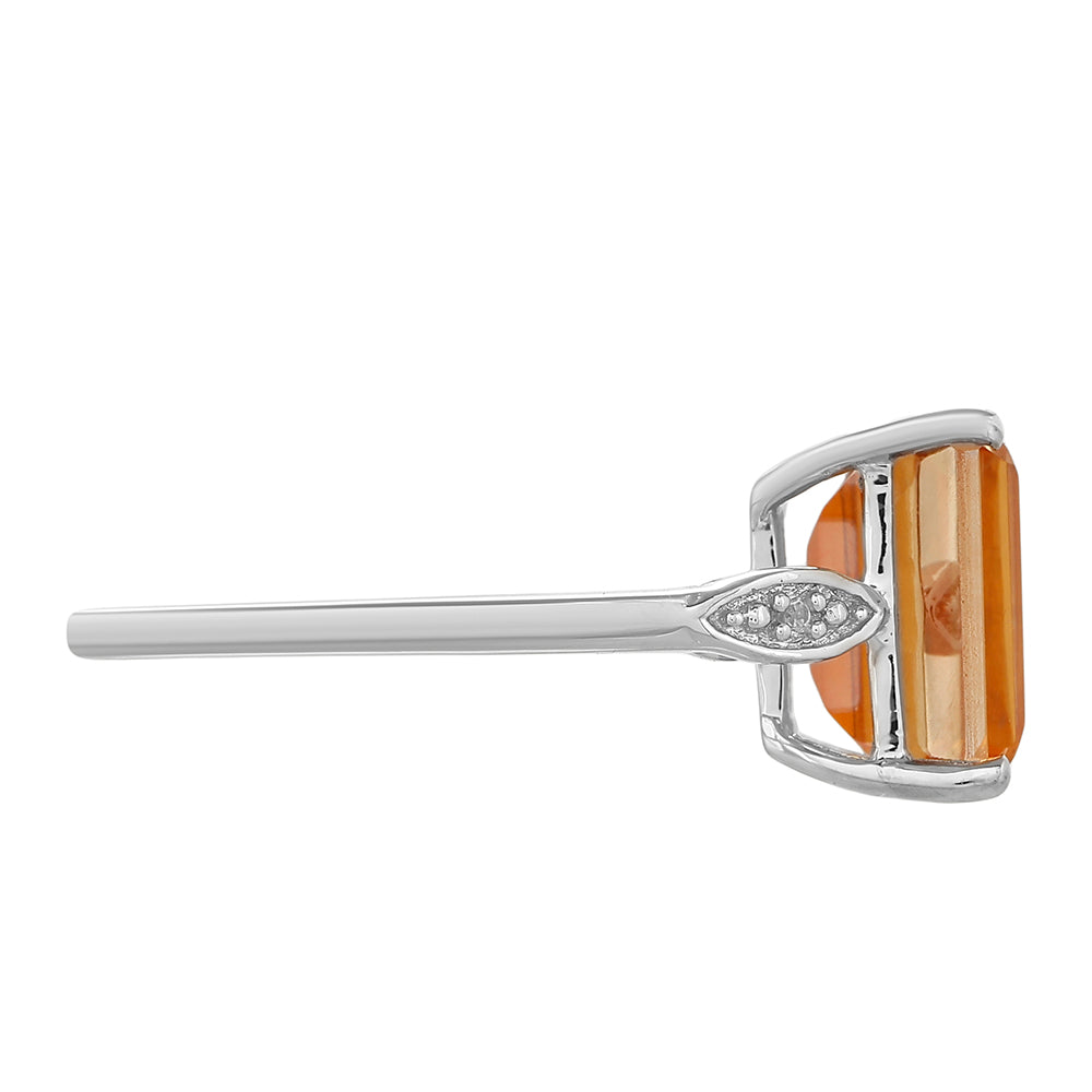 Silberring mit Padparadscha Quarz und weißem Topas