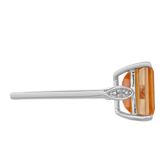 Silberring mit Padparadscha Quarz und weißem Topas