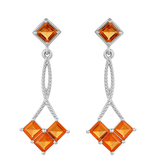 Silberohrringe mit Padparadscha Quarz