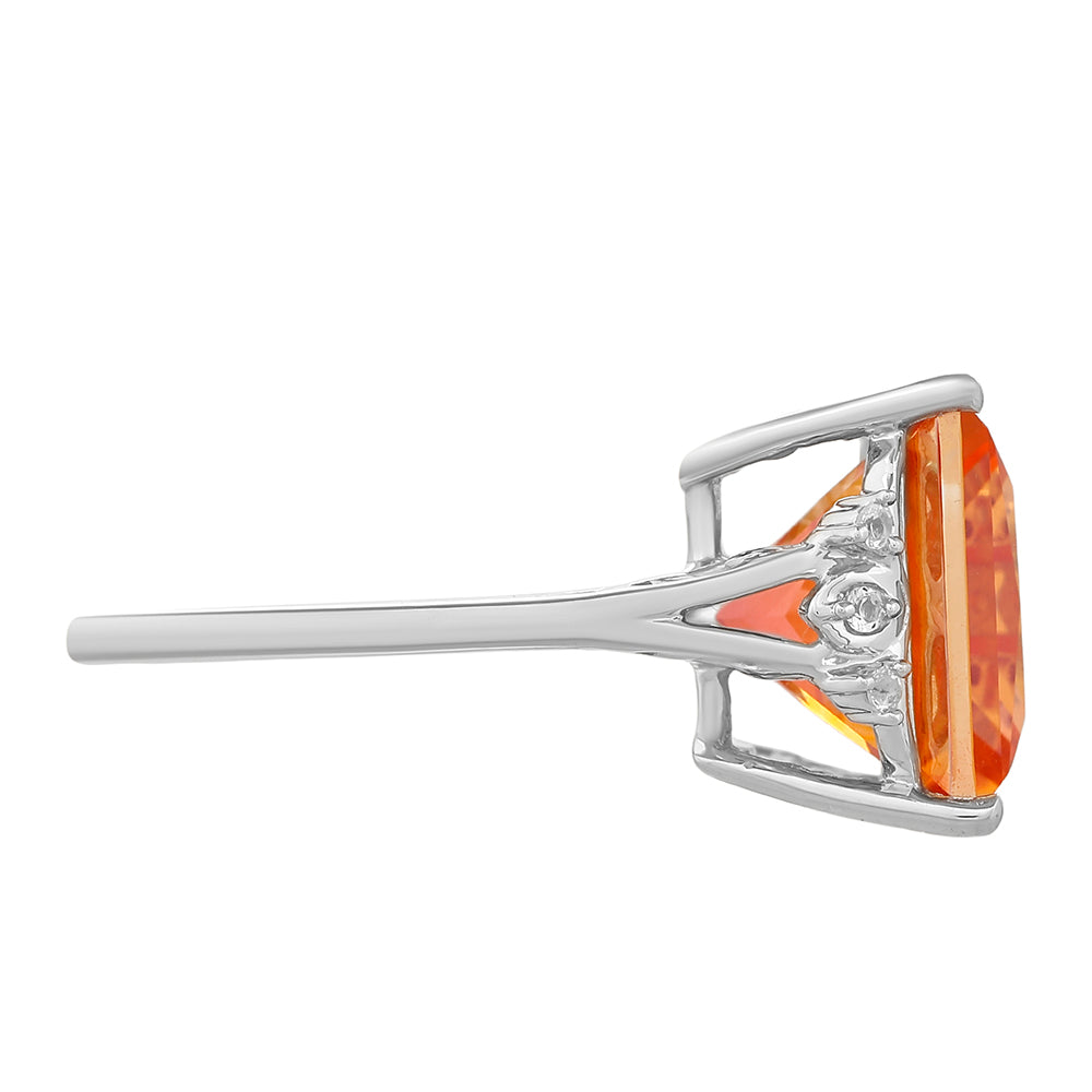 Silberring mit Padparadscha Quarz und weißem Topas