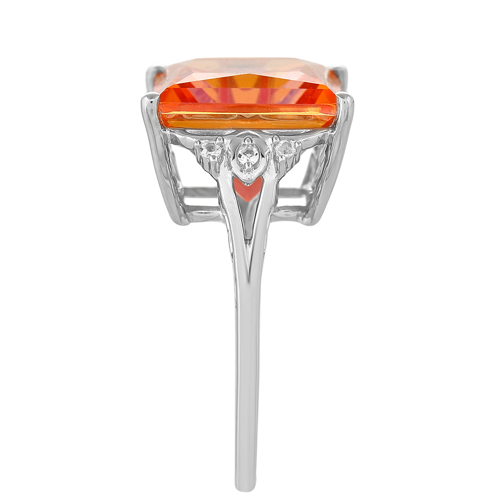 Silberring mit Padparadscha Quarz und weißem Topas 3 