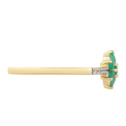Goldring mit brasilianischem Smaragd und natürlichem Zirkon