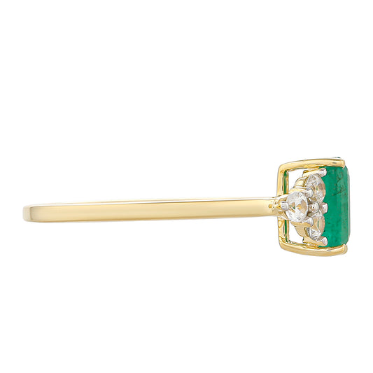 Goldring mit brasilianischem Smaragd und natürlichem Zirkon