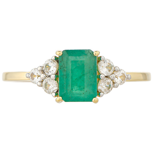 Goldring mit brasilianischem Smaragd und natürlichem Zirkon