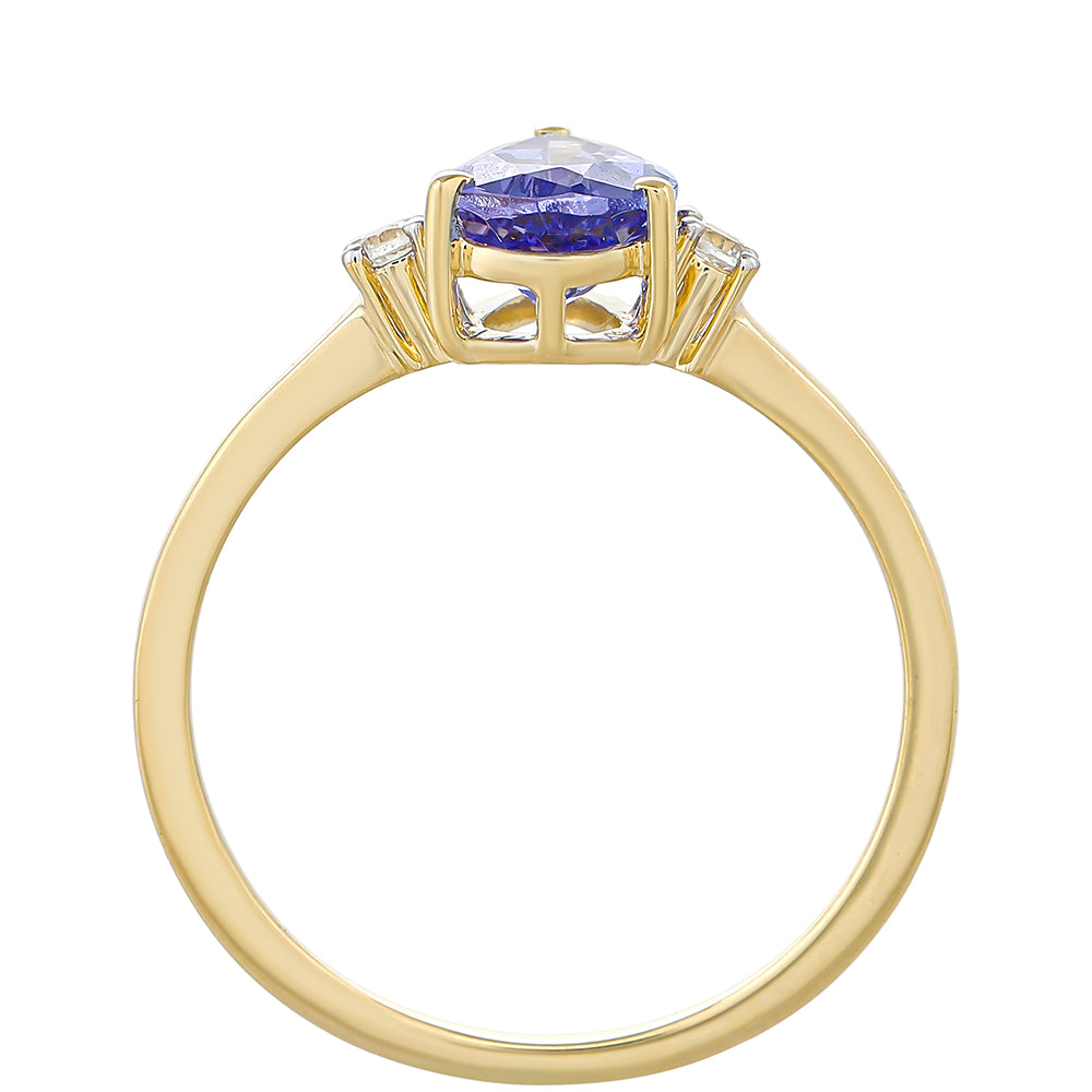 Goldring mit Tansanit - Klasse AAA und natürlichem Zirkon 4 