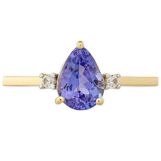 Goldring mit Tansanit - Klasse AAA und natürlichem Zirkon