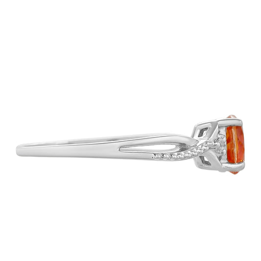 Silberring mit Padparadscha Quarz und weißem Topas