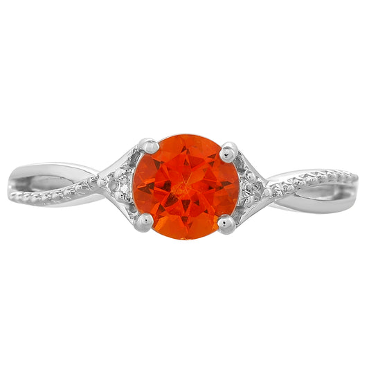 Silberring mit Padparadscha Quarz und weißem Topas