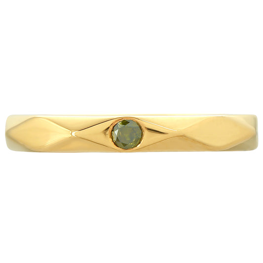 Goldplattierter Silberring mit grünem Diamant