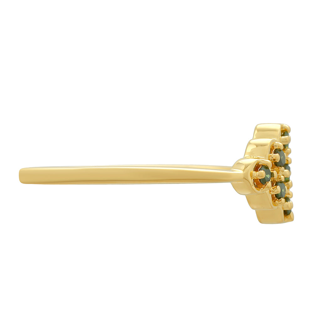 Goldplattierter Silberring mit grünem Diamant 2 