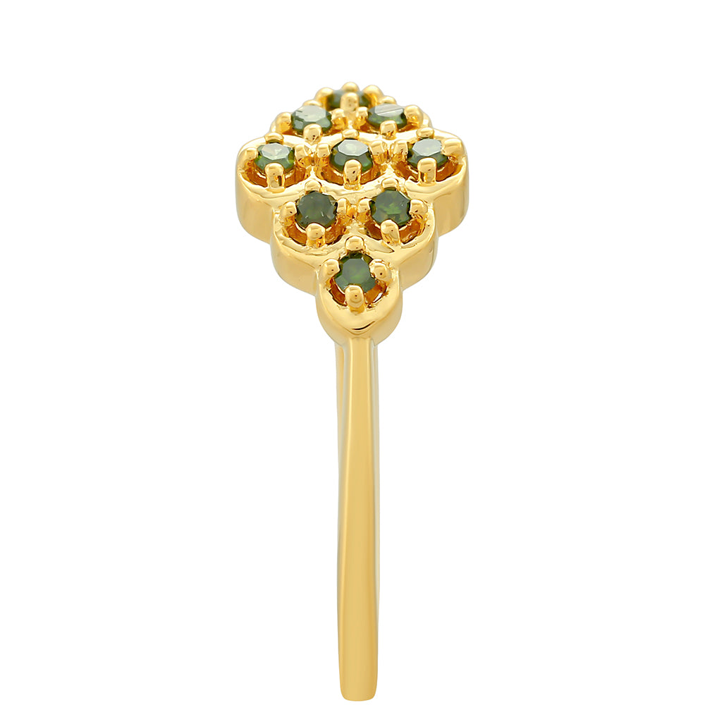 Goldplattierter Silberring mit grünem Diamant 3 