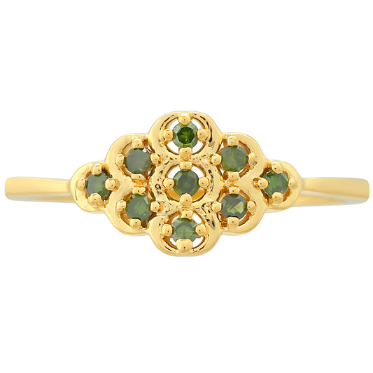 Goldplattierter Silberring mit grünem Diamant