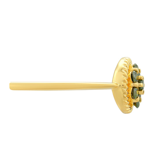 Goldplattierter Silberring mit grünem Diamant