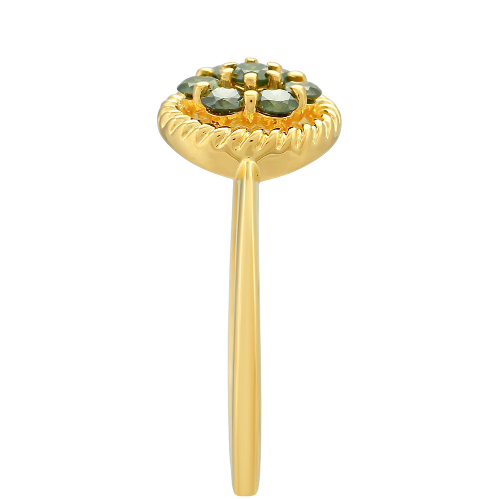 Goldplattierter Silberring mit grünem Diamant 3 