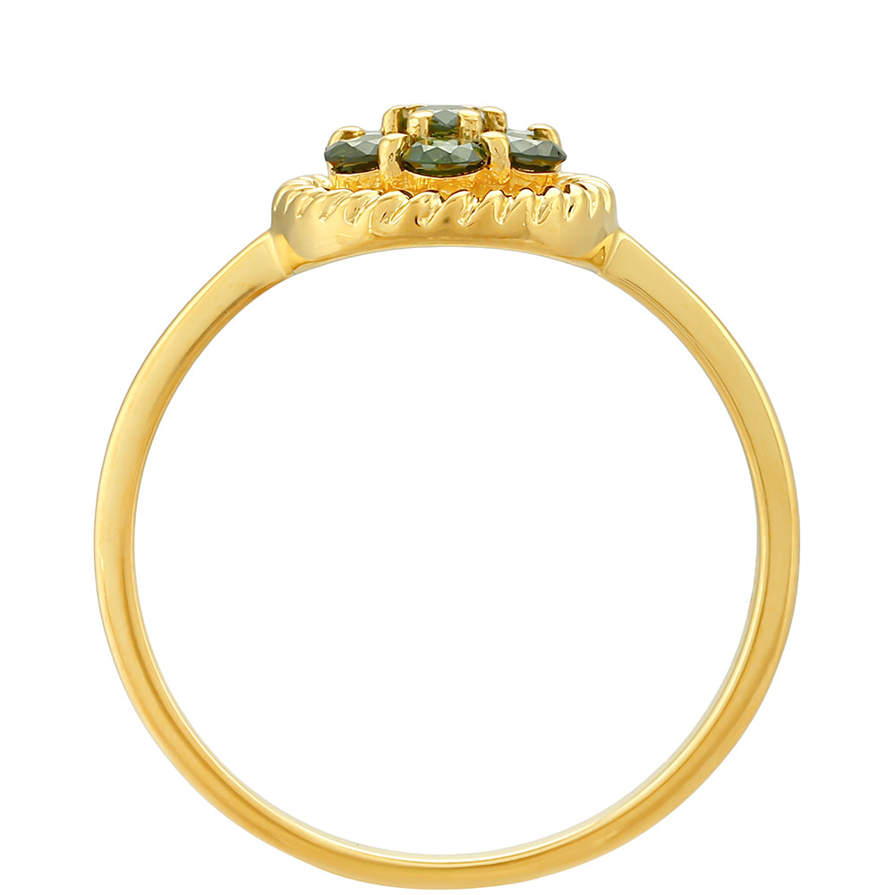 Goldplattierter Silberring mit grünem Diamant 4 