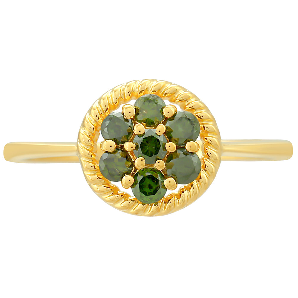 Goldplattierter Silberring mit grünem Diamant 1 