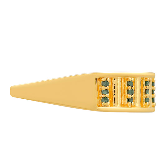 Goldplattierter Silberring mit grünem Diamant