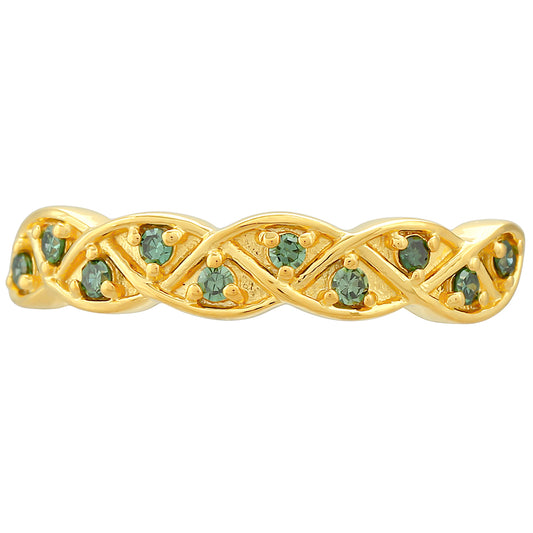 Goldplattierter Silberring mit grünem Diamant