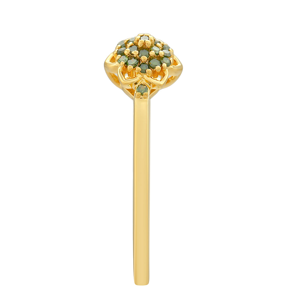 Goldplattierter Silberring mit grünem Diamant 3 