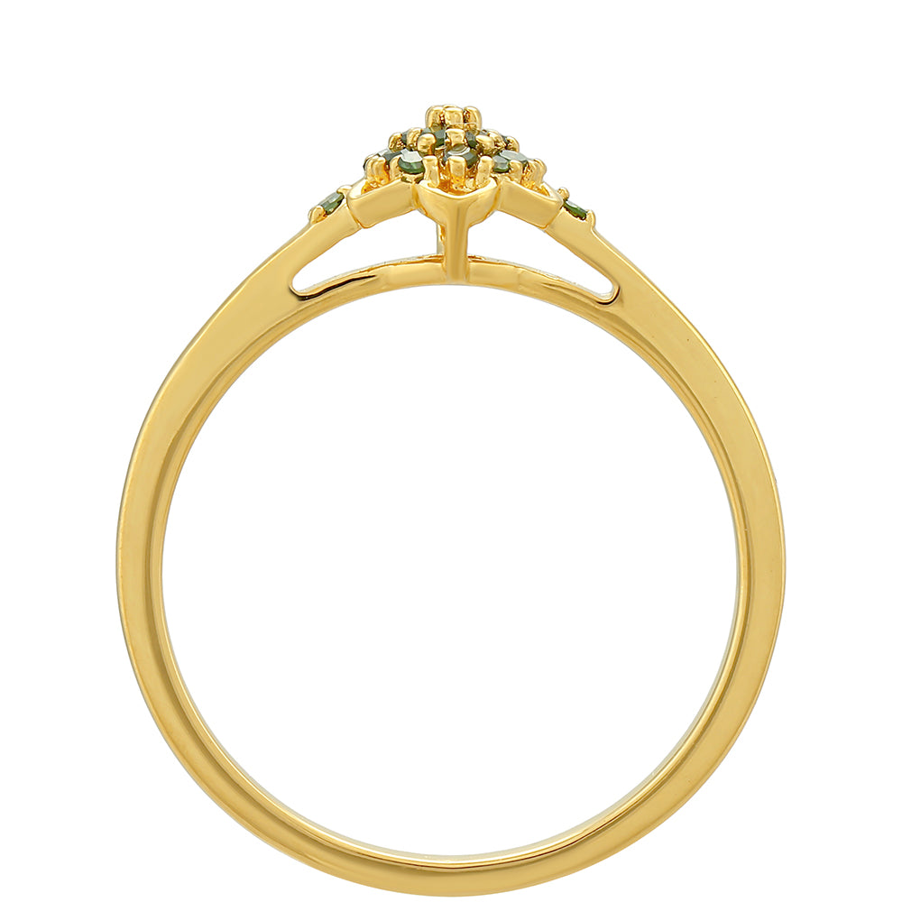 Goldplattierter Silberring mit grünem Diamant 4 