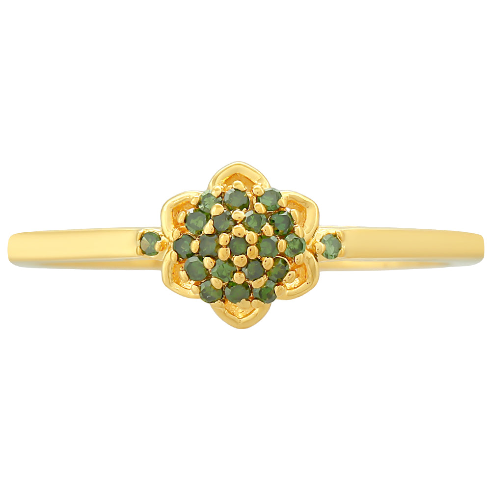 Goldplattierter Silberring mit grünem Diamant 1 
