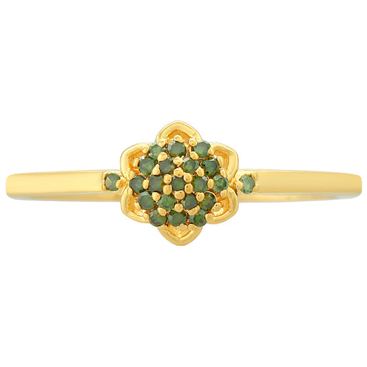 Goldplattierter Silberring mit grünem Diamant