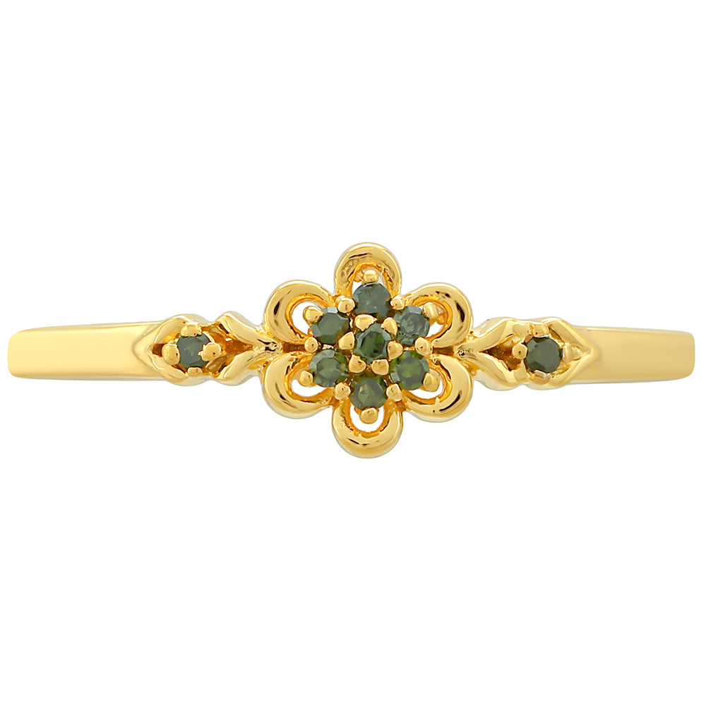 Goldplattierter Silberring mit grünem Diamant 1 
