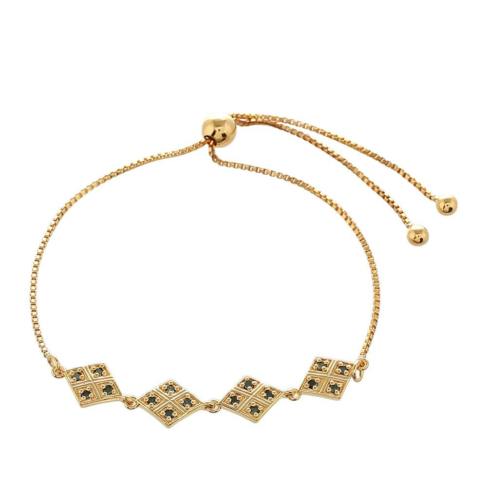 Goldplattiertes Silberarmband mit grünem Diamant 1 