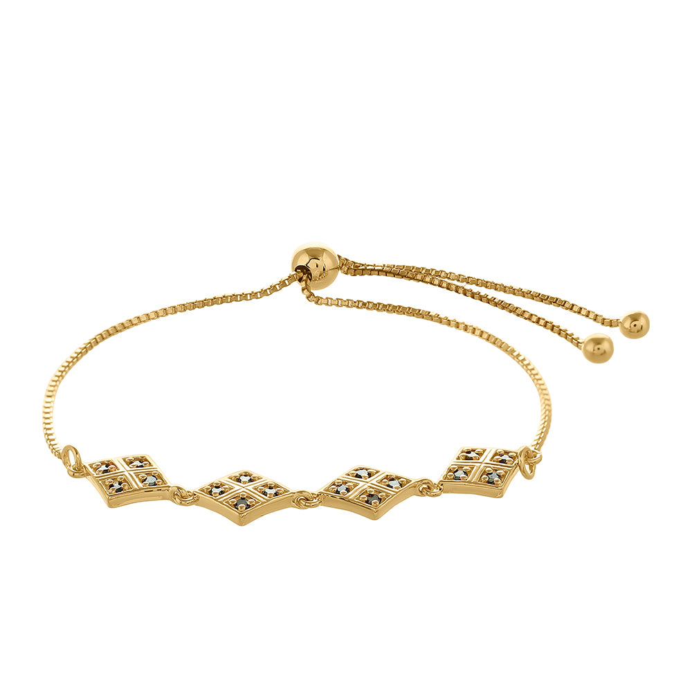 Goldplattiertes Silberarmband mit grünem Diamant 2 