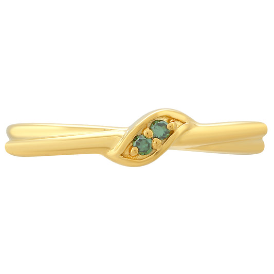 Goldplattierter Silberring mit grünem Diamant