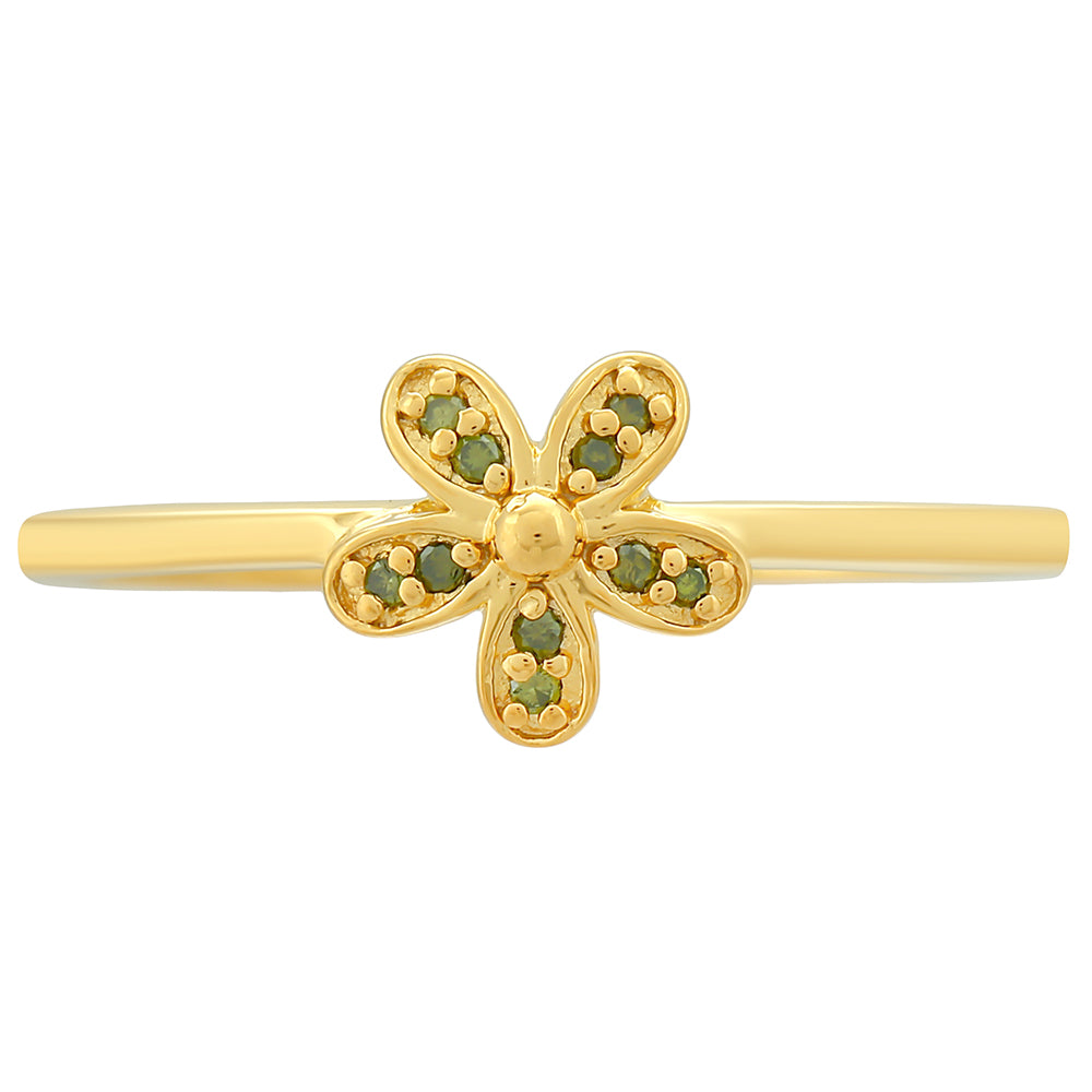 Goldplattierter Silberring mit grünem Diamant 1 